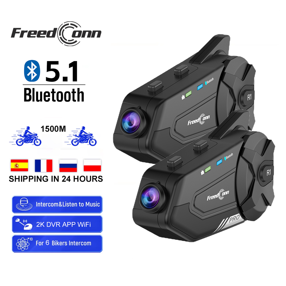 Universal Motorcycle Helmet Intercom Headset - Freedconn-intercomunicador para motocicleta, casco Dvr automático,