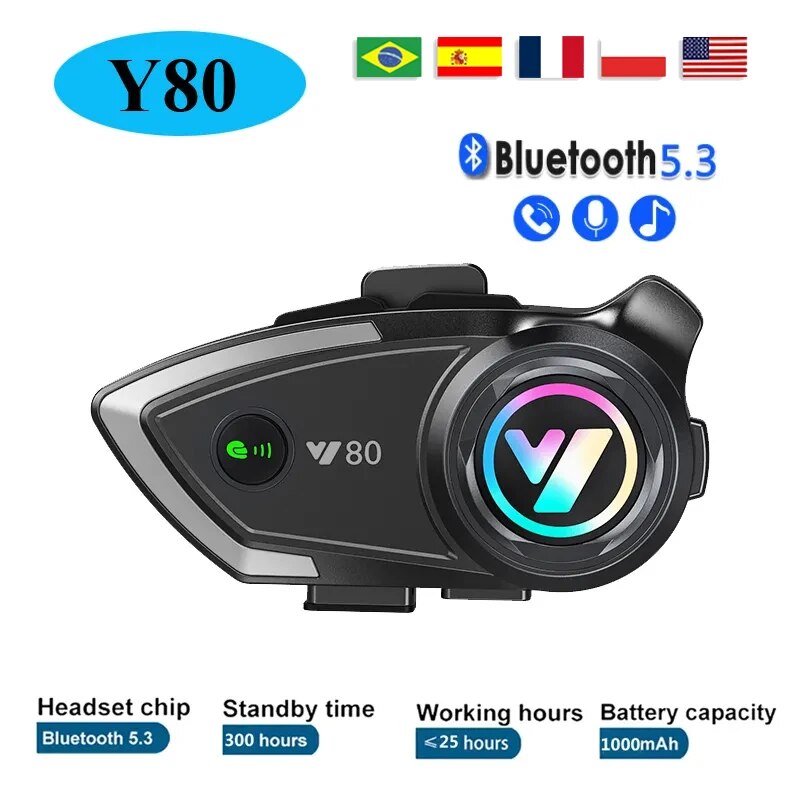 Full Face Motorcycle Helmet With Bluetooth - Y80-auriculares inalámbricos para casco de motocicleta,