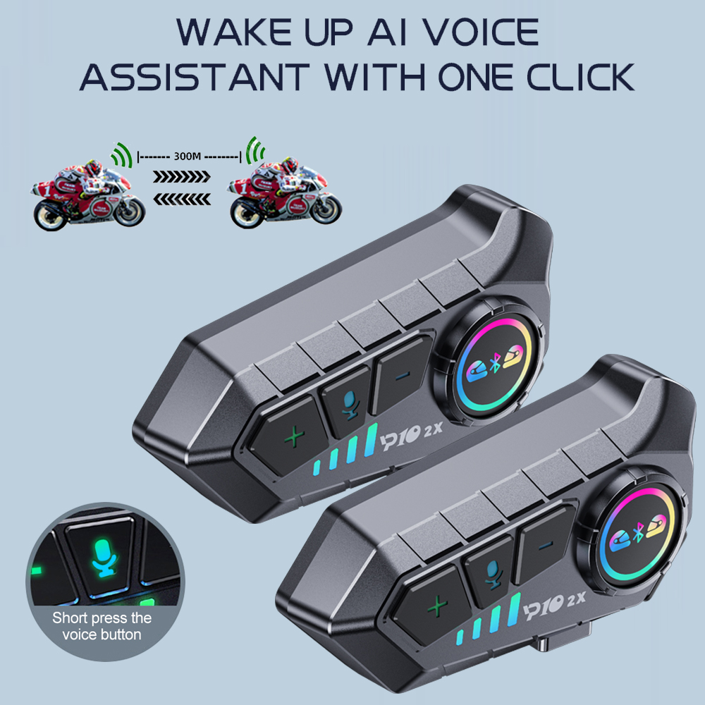 Full Face Motorcycle Helmet With Bluetooth - Y10 2x Intercomunicador de motocicleta auriculares