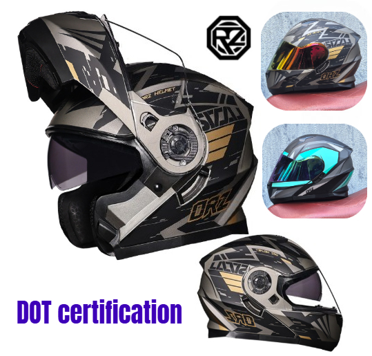 Modular Flip Up Motorcycle Helmet Dot Approved - Orz-casco de motocicleta con doble visera,