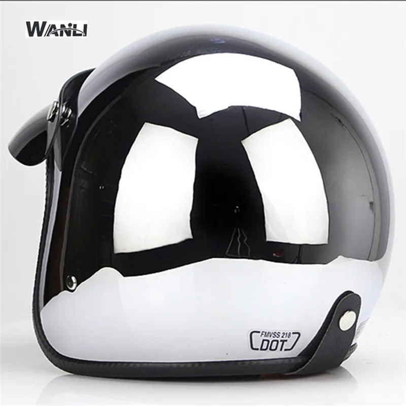 Espejo plateado cromado motoci - Vintage Open Face Retro Helmet reseña y precio