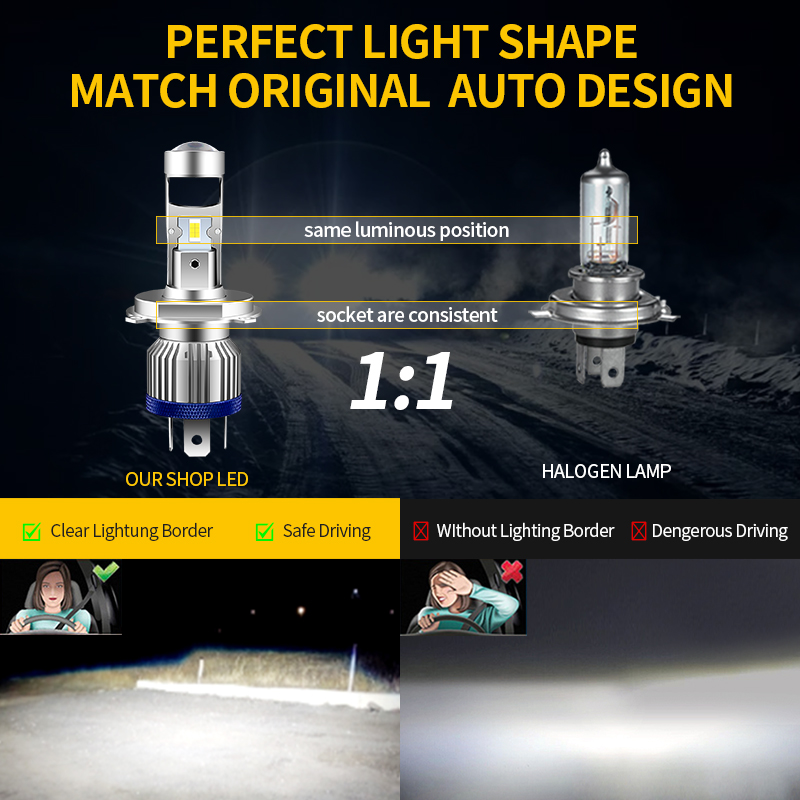 Bombillas LED para faros de mo - Universal Motorcycle Led Headlight Projector reseña y precio