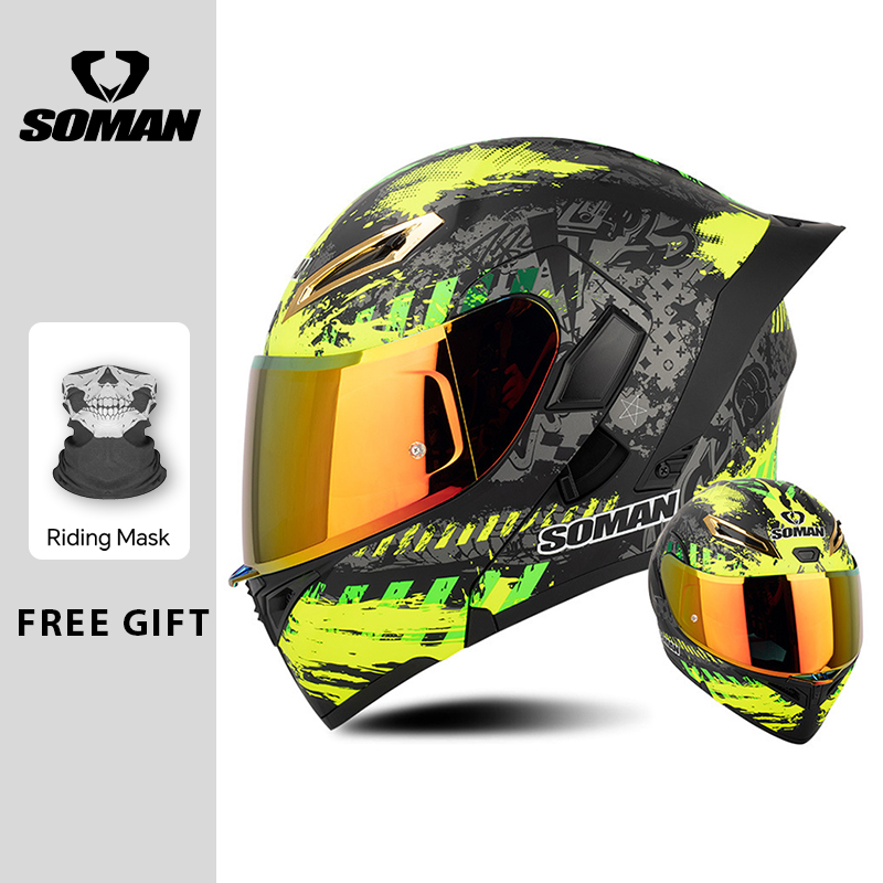 Casco de motocicleta Para homb - Modular Flip Up Motorcycle Helmet Dot Approved reseña y precio