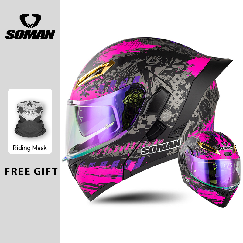 Casco de motocicleta Para homb - Modular Flip Up Motorcycle Helmet Dot Approved reseña y precio