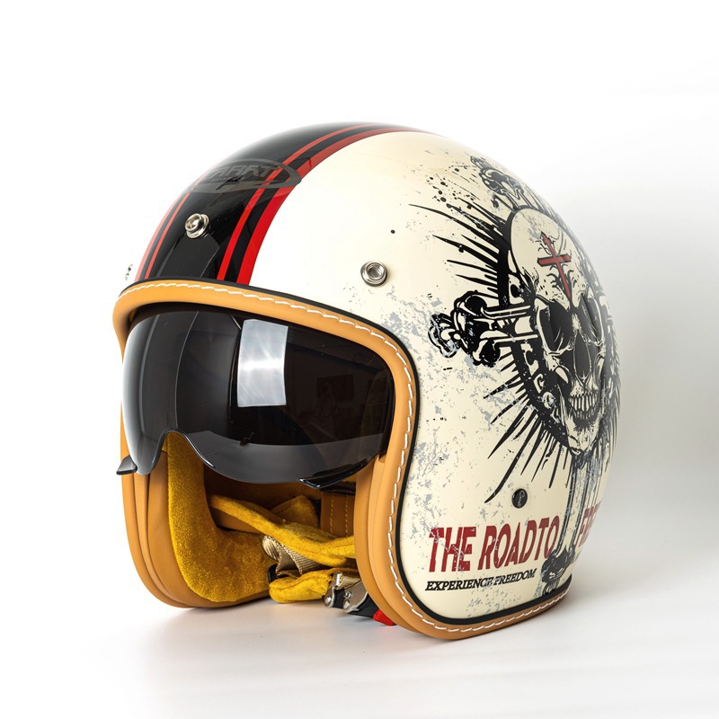 Casco de Motocicleta Abierto E - Vintage Open Face Retro Helmet reseña y precio