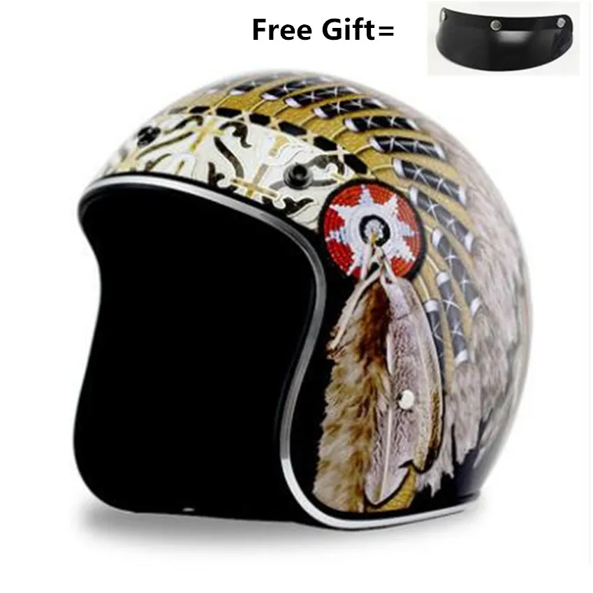 Casco de Moto Vintage negro ab - Vintage Open Face Retro Helmet reseña y precio