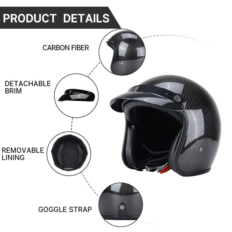 Casco Vintage de fibra de carb - Carbon Fiber Lightweight Motorcycle Helmet reseña y precio
