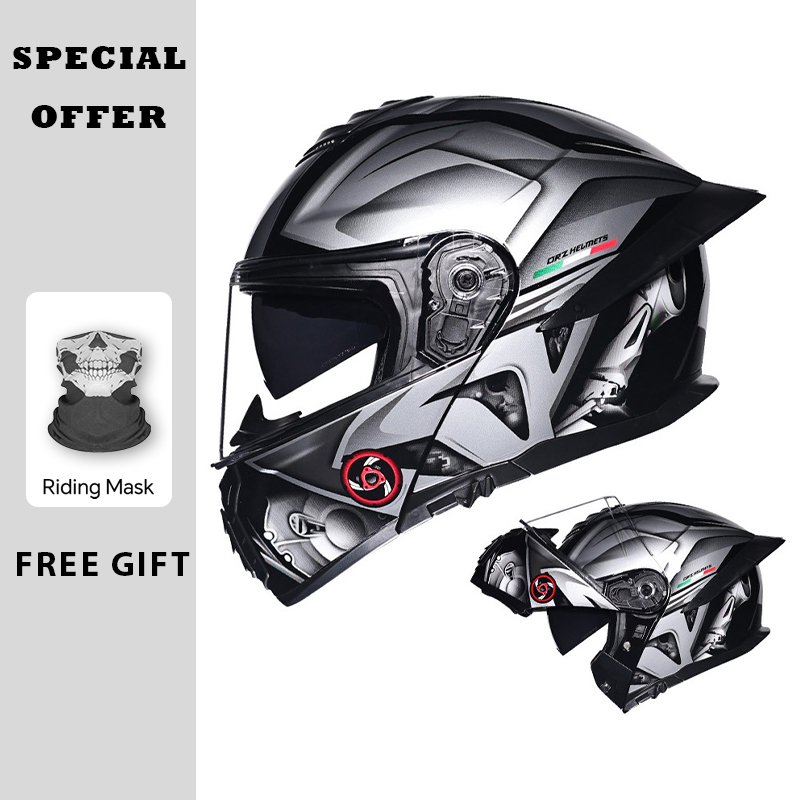 Casco abatible hacia arriba pa - Dual Visor Motorcycle Racing Helmet reseña y precio